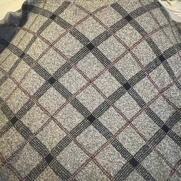 Liberty Sweaters Vintage Men's SIZE XL Sweater - Gray Red Navy Cotton Argyle - Picture 5 of 6